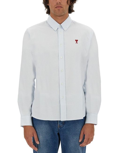 Camicia Con Logo di AMI in White da Uomo