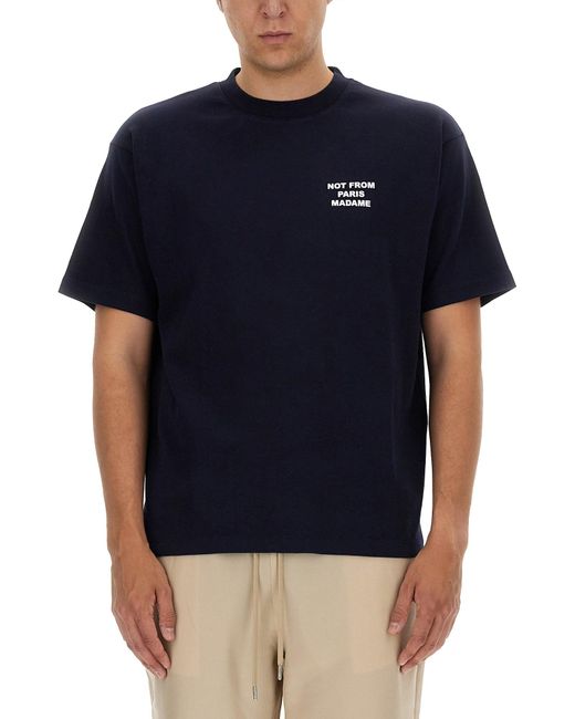 Drole de Monsieur Blue Cotton T-Shirt for men