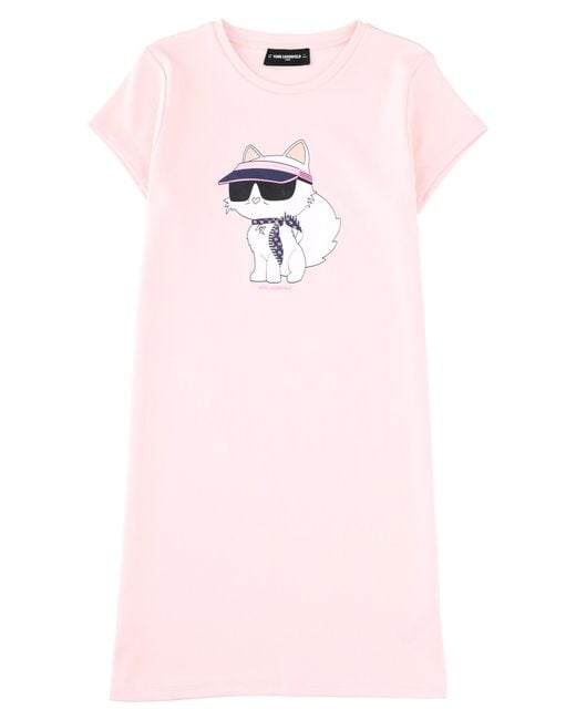 Karl Lagerfeld Pink Vestito Maxi T-Shirt
