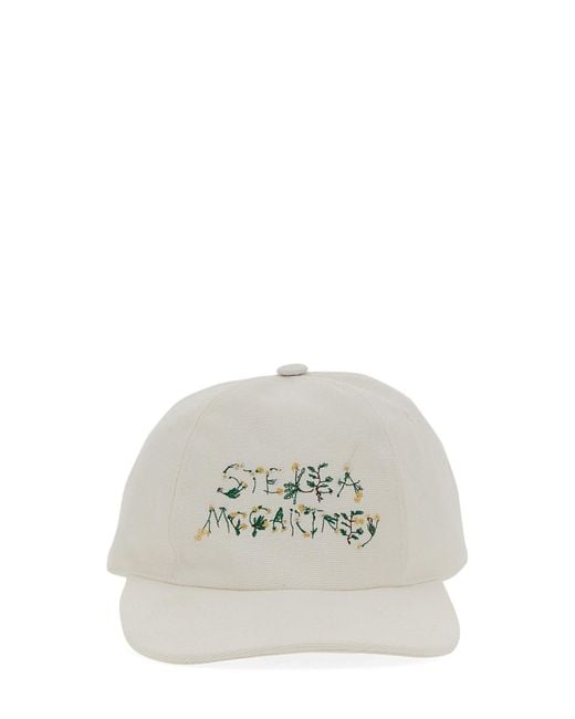 Stella McCartney White Embroidered Baseball Hat
