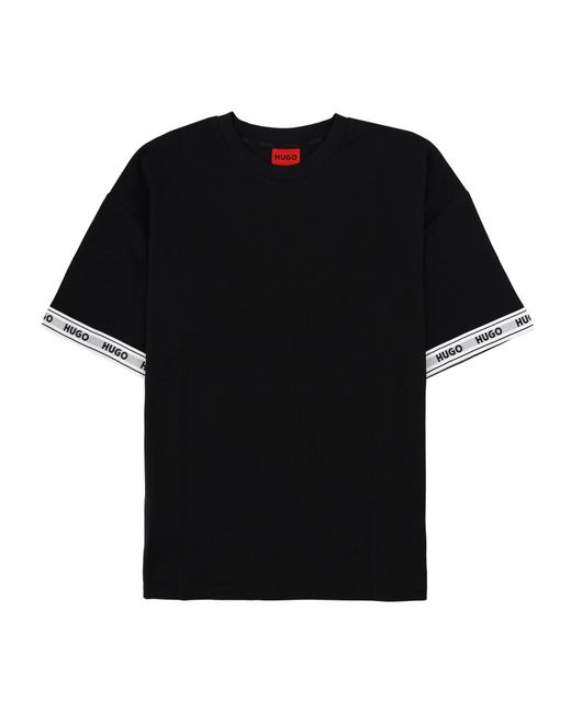 HUGO Black Cotton Elastane T-Shirt for men