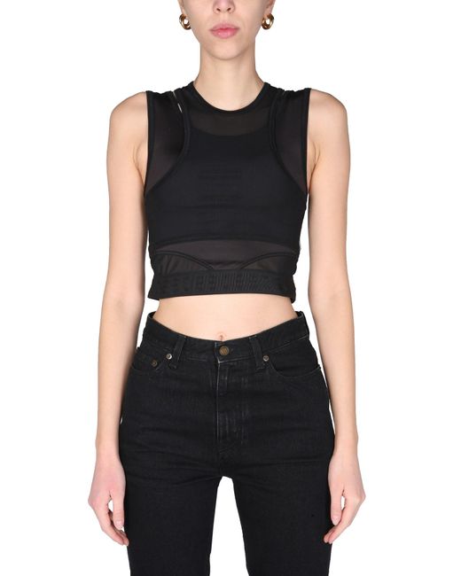 McQ Alexander McQueen Black Solid Crew Neck Top