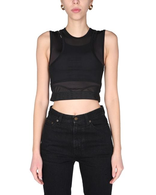 McQ Alexander McQueen Black Solid Crew Neck Top