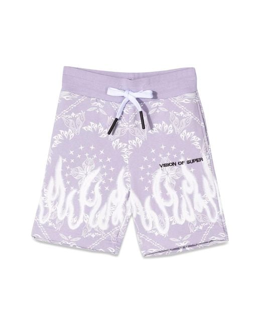 Vision Of Super Purple Lilac Shorts Kids With Bandana Print