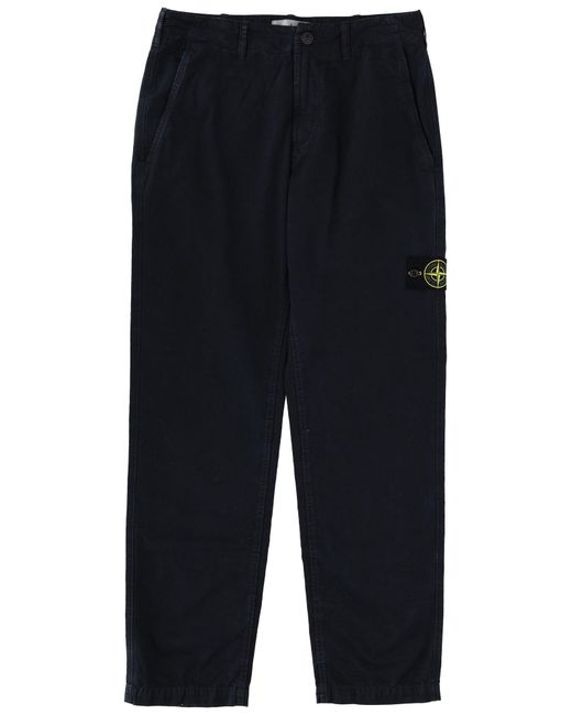 Stone Island Blue Pants With Logo Patch for men