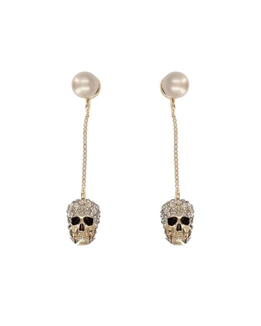 McQueen White "Skull" Dangle Earrings