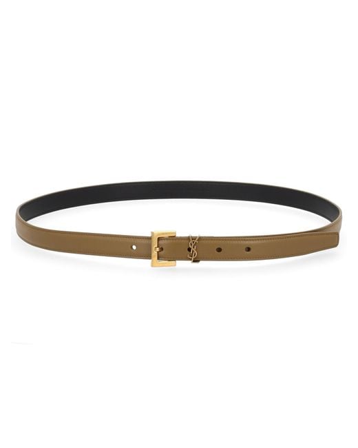 Saint Laurent White Cassandre Thin Belt