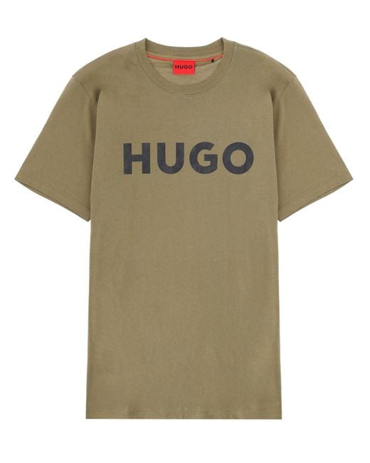 HUGO Green T Shirt With Logo for men