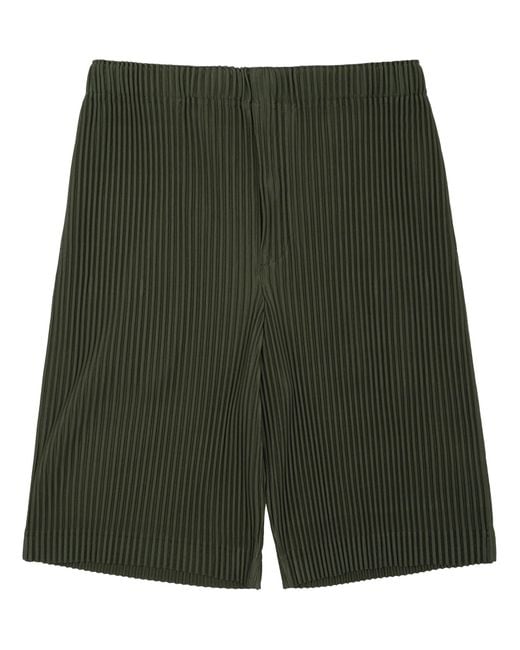 Homme Plissé Issey Miyake Green Pleated Polyester Shorts For for men