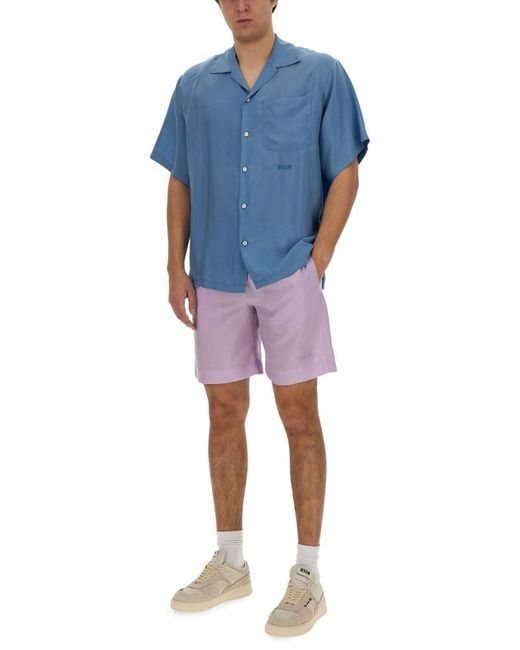 Short Con Logo di MSGM in Purple da Uomo