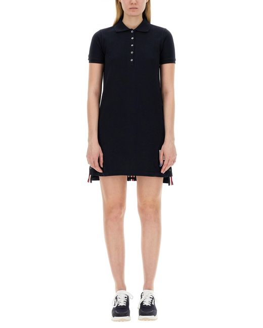 Thom Browne Black Cotton Pique Polo Shirt Dress