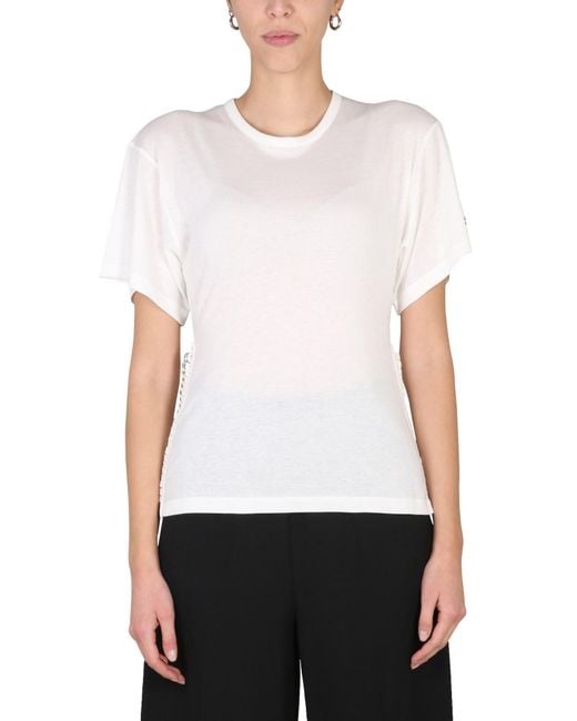 Stella McCartney White Crew-Neck T-Shirt With Unique Chain Detail