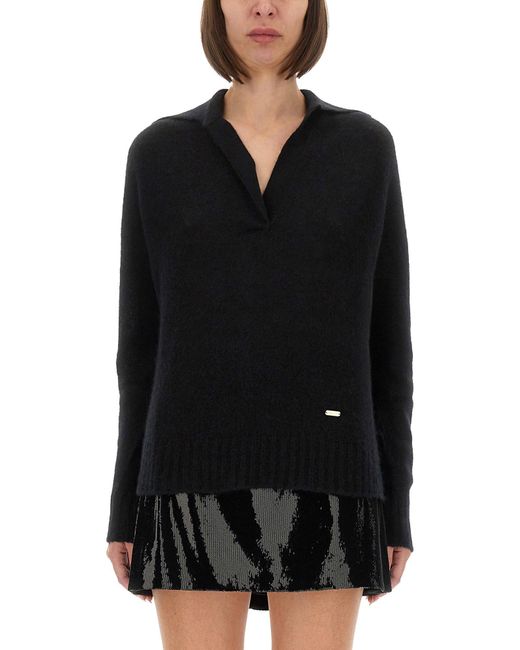 Tom Ford Black Cashmere And Silk Long Sleeve Polo Shirt