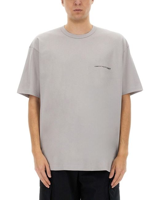 Comme des Garçons Gray Logo Crew Neck T-Shirt for men