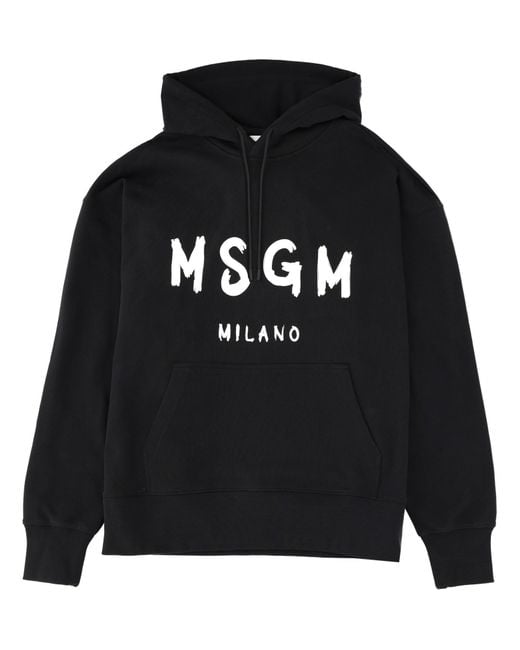 MSGM Black Sweatshirt With Logo for men