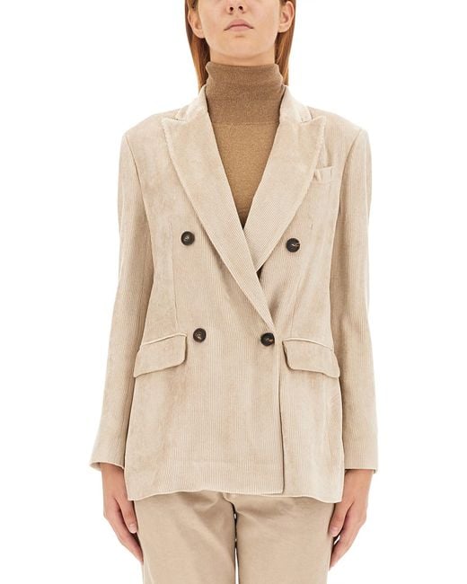 Brunello Cucinelli Natural Double-Breasted Jacket