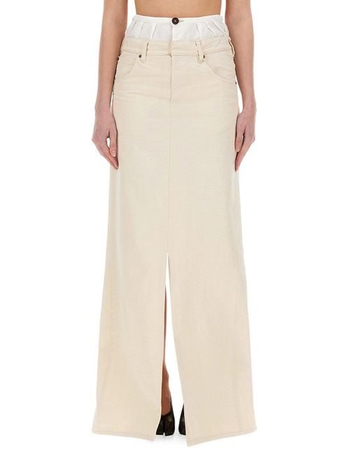 Maison Margiela Natural Buttoned Long Skirt