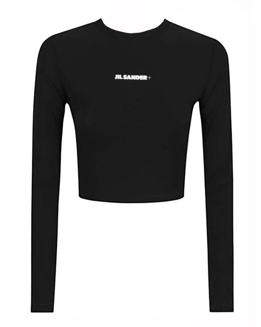 Jil Sander Black Cropped Top With Logo