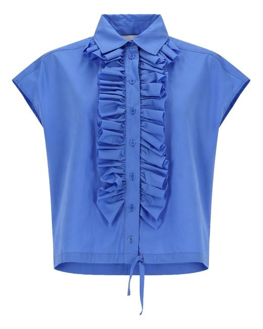 Nude Blue Camicia Con Ruches