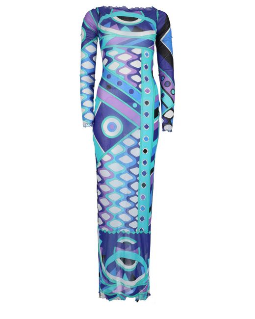 Emilio Pucci Blue Abito Lungo "Vivara"