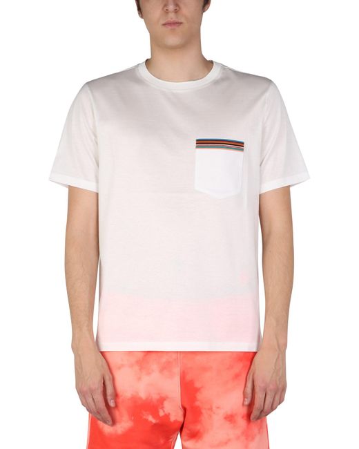 T-SHIRT "SIGNATURE STRIPE" IN COTONE di Paul Smith in White da Uomo