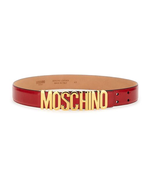 Moschino White Logo-Embellished Leather Belt