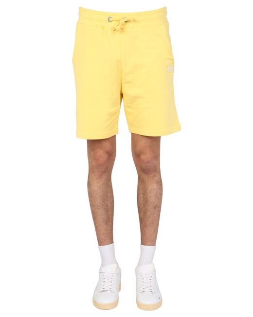 Alpha Industries Yellow Cotton Fleece Logo Embroidery Bermuda for men