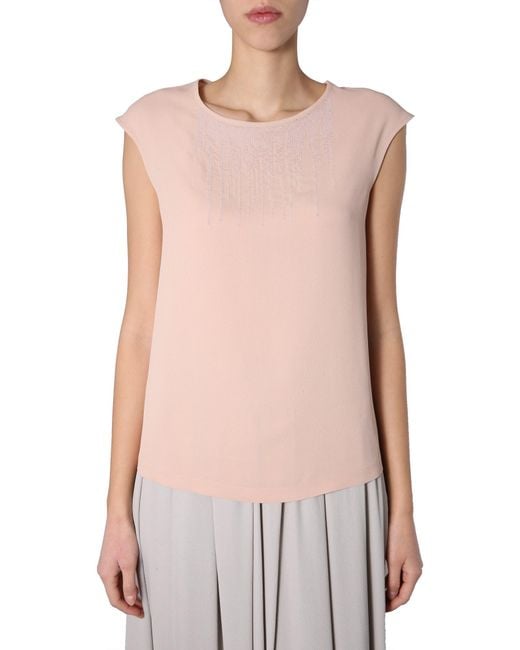 Fabiana Filippi Multicolor "desert" Silk Top With Sequined Detail