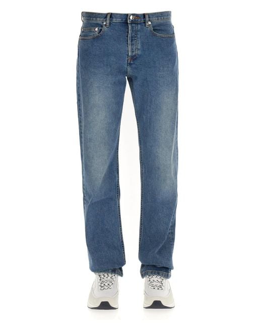 A.P.C. Blue Straight Leg Jeans for men