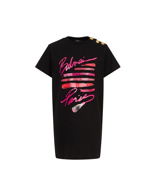 Balmain Black "Lipstick" Logo Dress