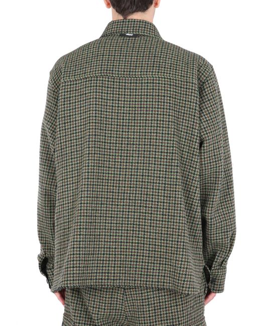 CAMICIA PIED DE POULE IN LANA CON LOGO di MSGM in Green da Uomo