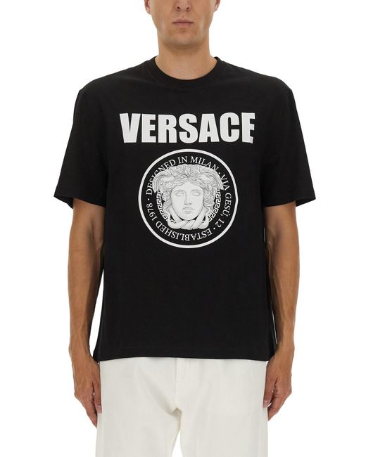 Versace Black Cotton T-Shirt for men