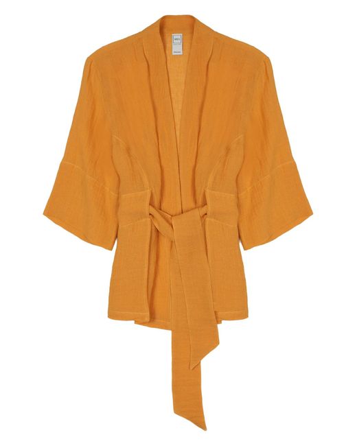 120% Lino Yellow Giacca Kimono