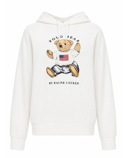Polo Ralph Lauren White Felpa "Polo Bear" Con Logo