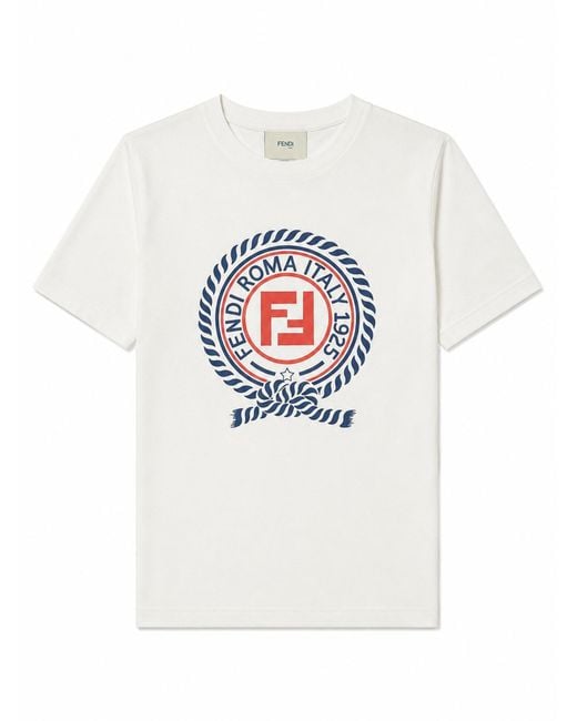 Fendi White T-Shirt Con Stampa