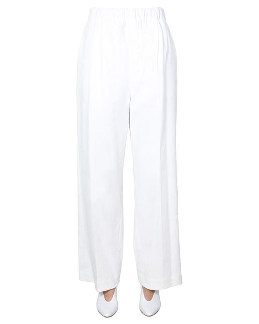 Jejia White Cotton Blend Wide Pants With Elastic
