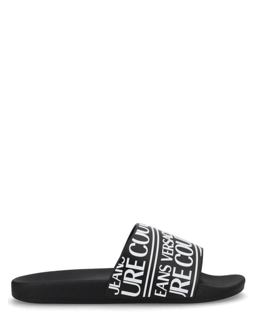 Versace Jeans Couture White Slides With Logo for men