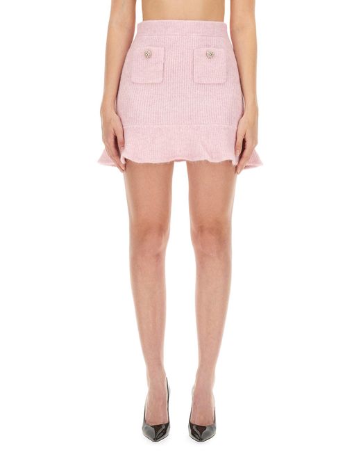 Self-Portrait Pink Chic Knit Mini Skirt
