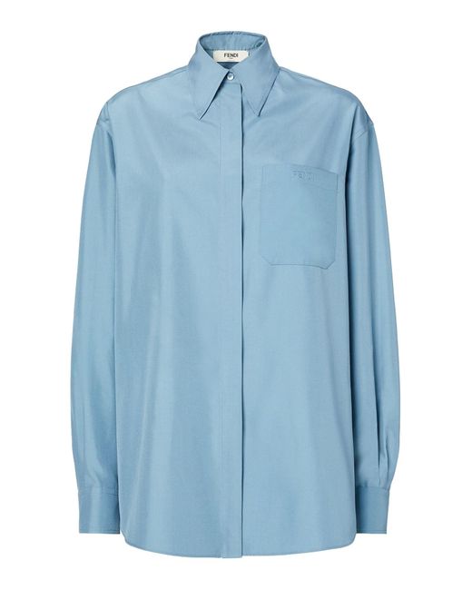 Fendi Blue Shirt With Logo