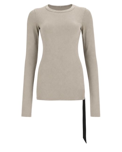 Rick Owens White T-Shirt "Basic" A Manica Lunga