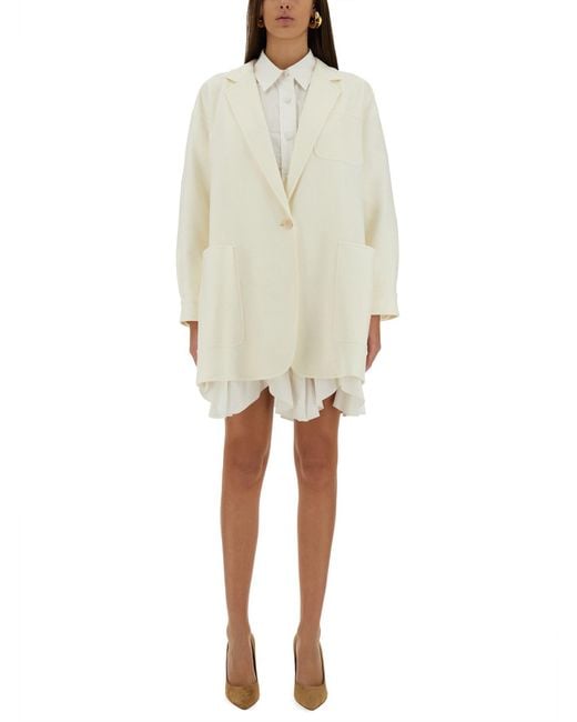 Max Mara Natural Orlaya Oversize Stretch-Wool Canvas Jacket