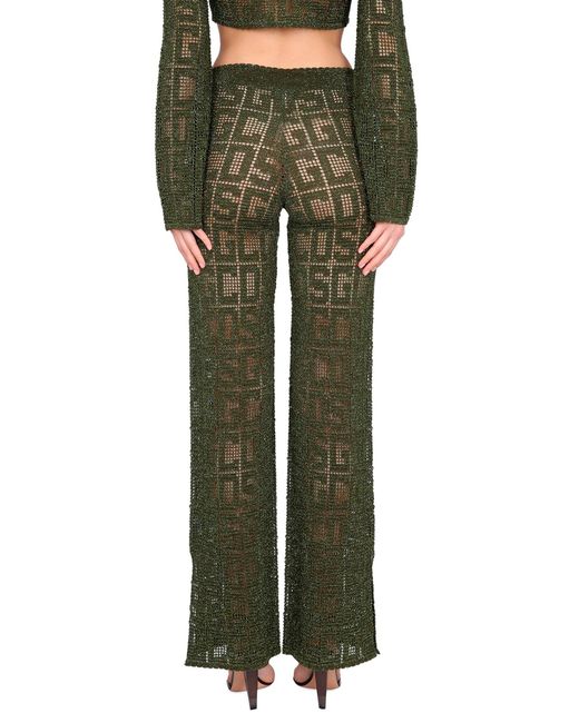 PANTALONE MACRAME' MONOGRAM di Gcds in Green