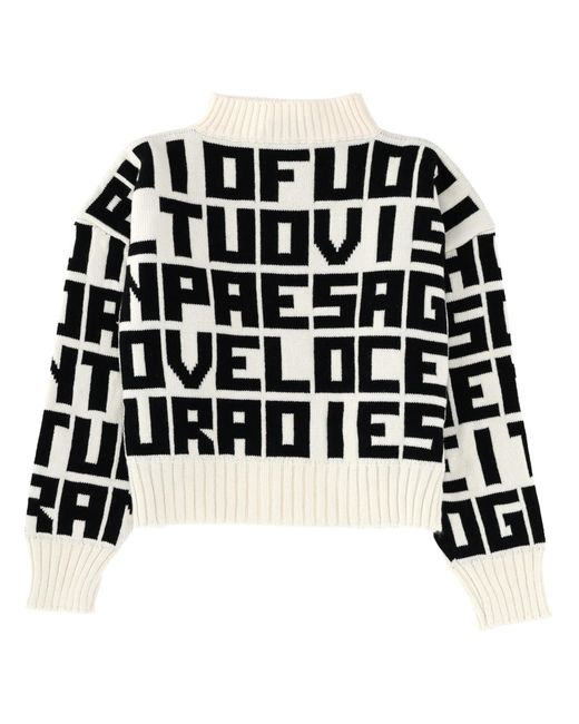 MSGM Black Logo Mock Collar Sweater