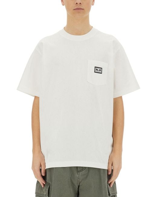 Obey White "Eyes" T-Shirt With Pocket for men