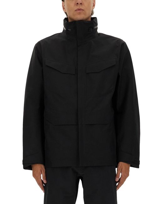 Veilance Black Jacket With Foldable Hood for men