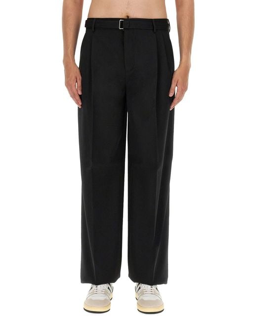 Lanvin Black Tailored Wool Wide Leg Pants for men