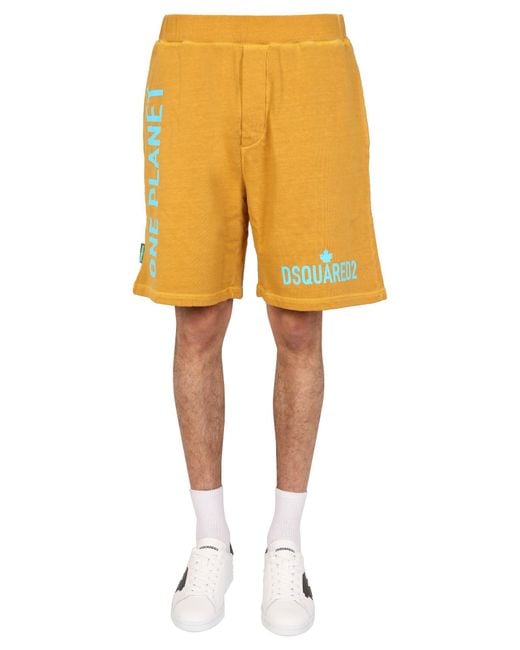 DSquared² Yellow One Life One Planet Bermuda Shorts for men