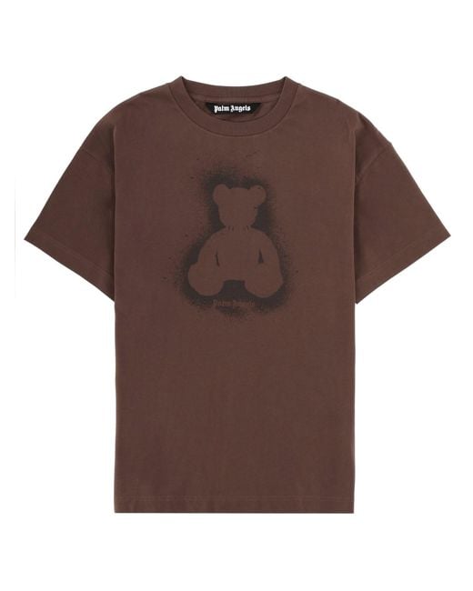 Palm Angels Brown Graphic Crew Neck T-Shirt for men