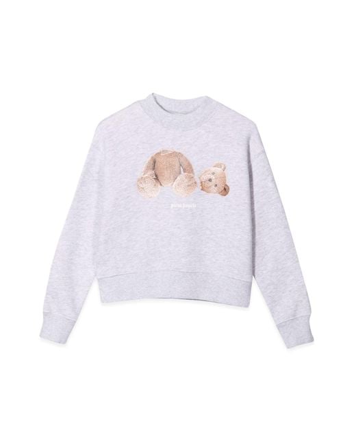 Felpa Con Stampa Bear di Palm Angels in White