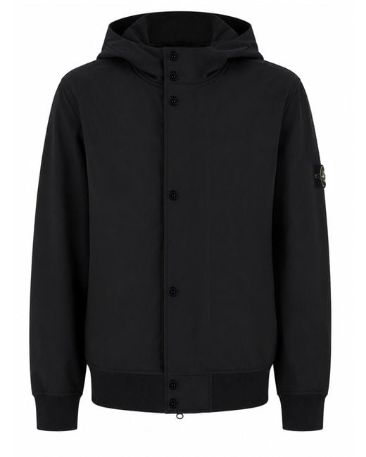 Stone Island Black Giacca Con Cappuccio for men